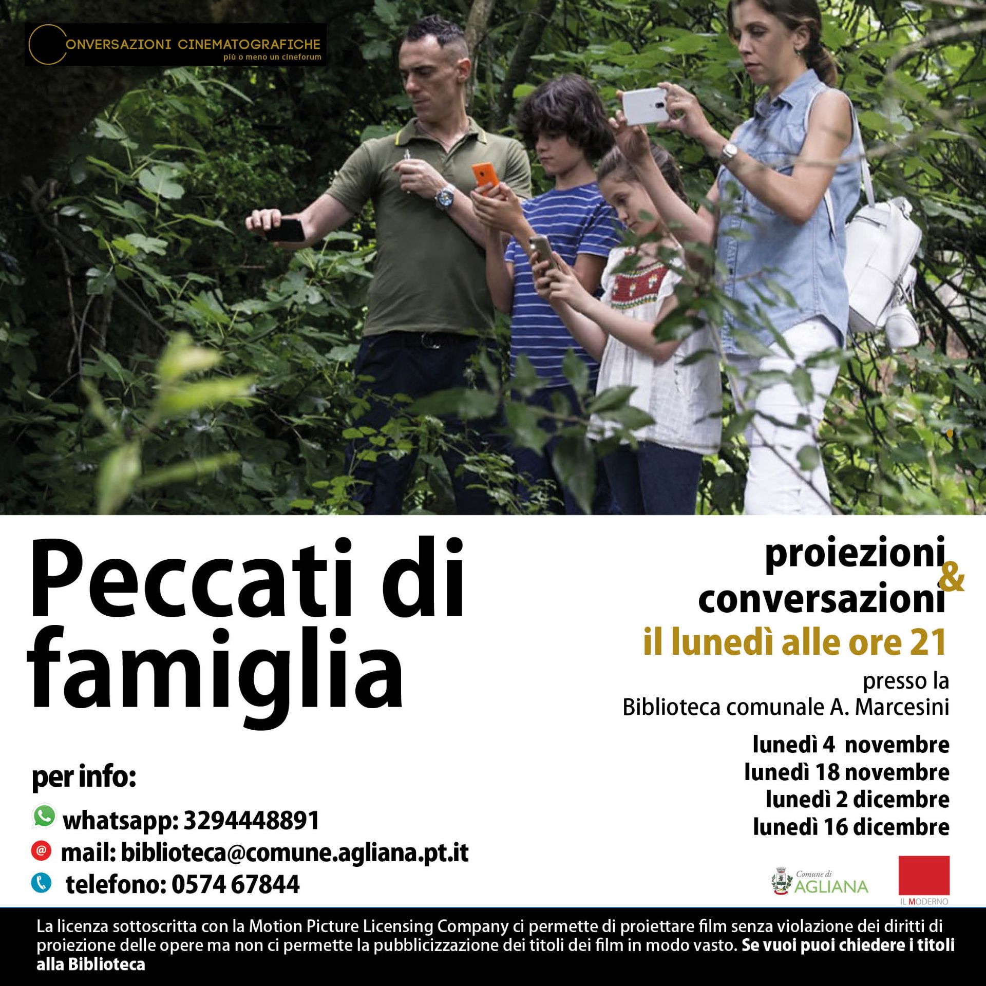 Peccati di famiglia, rassegna cinematografica