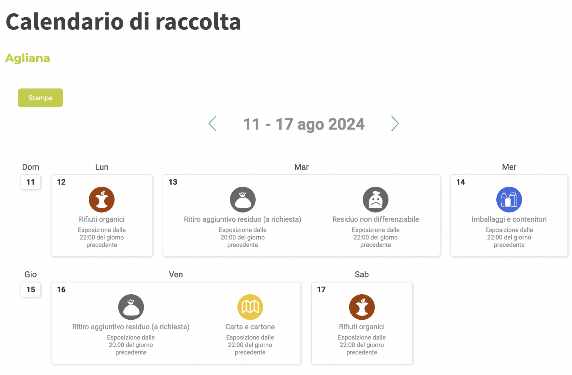 la raccolta porta a porta la settimana di ferragosto