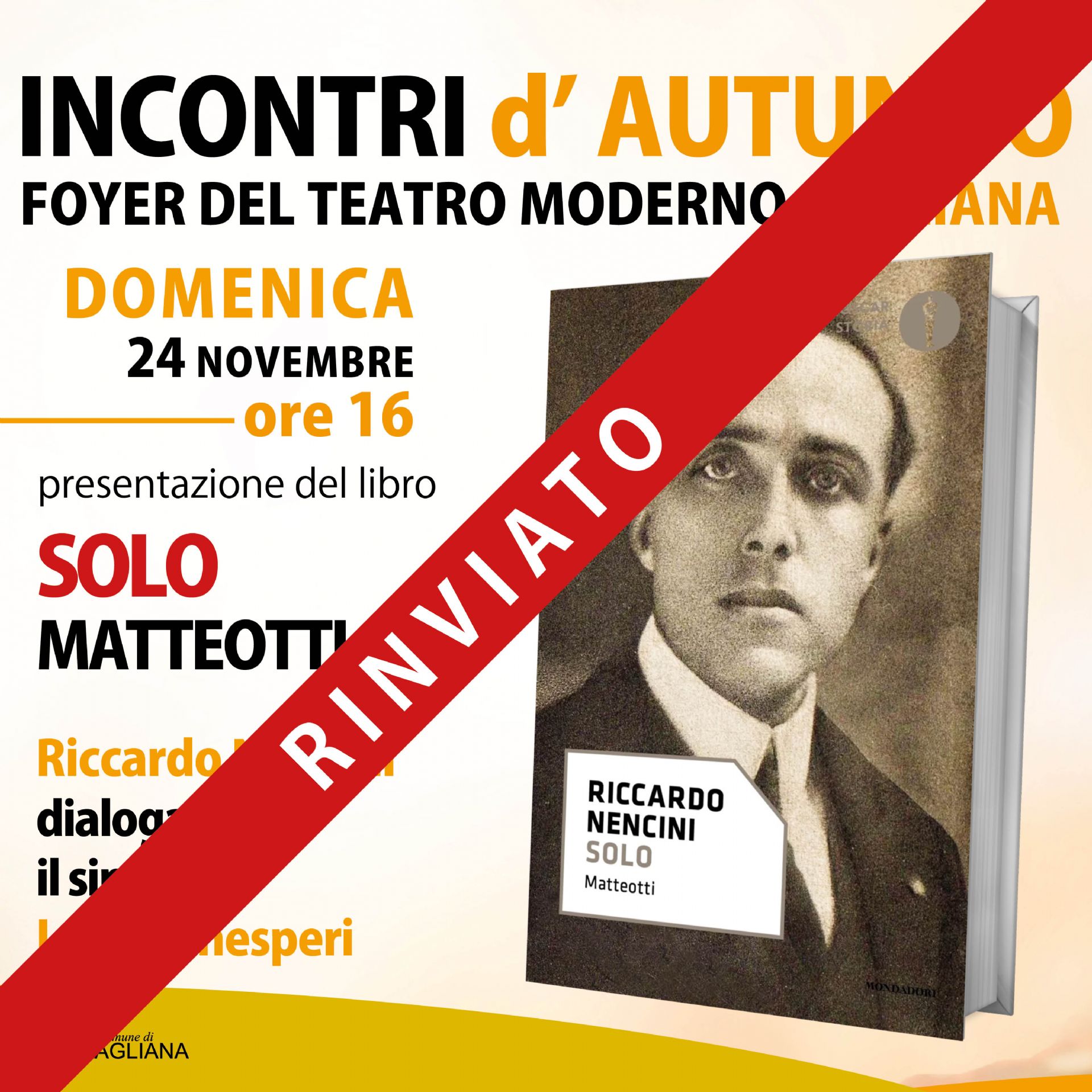 rinviata la presentazione del libro di Riccardo Nencini