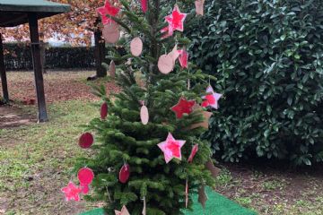 I bambini del Nido decorano l'albero di Natale alla RSA Le Lame